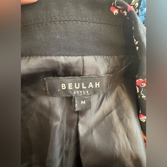 Beulah Black Floral Rolled Up Sleeve Blazer (Size Medium) - Picture 6 of 7